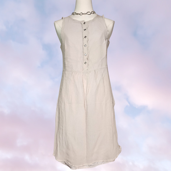 Burberry Dresses & Skirts - Burberry London Off White Taupe Gauze Light Midi Tank Button Up Summer Dress XS